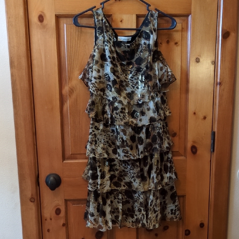 Leopard Print Sleeveless Dress, size 14